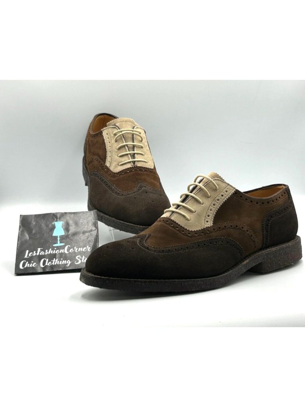 Peal & Co. For Brooks Brothers Men Brown Suede Wingtip Oxford Shoes Sz 11D 3268 - Picture 13 of 16